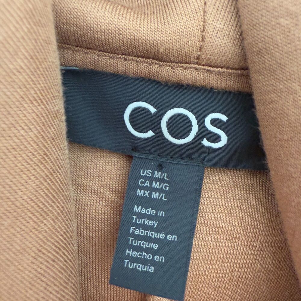 Women COS Hooded Sweatshirt Dress Oversized Fit in Camel Brown Size Medium/Large - Picture 6 of 9